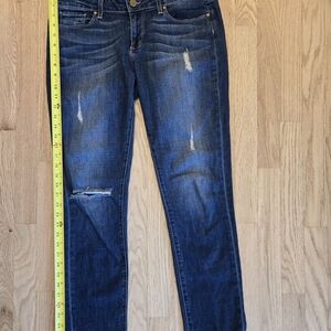 PAIGE Distressed Dark Blue Skinny Jeans, Size 28, but fit big,JIMMY JIMMY SKINNY